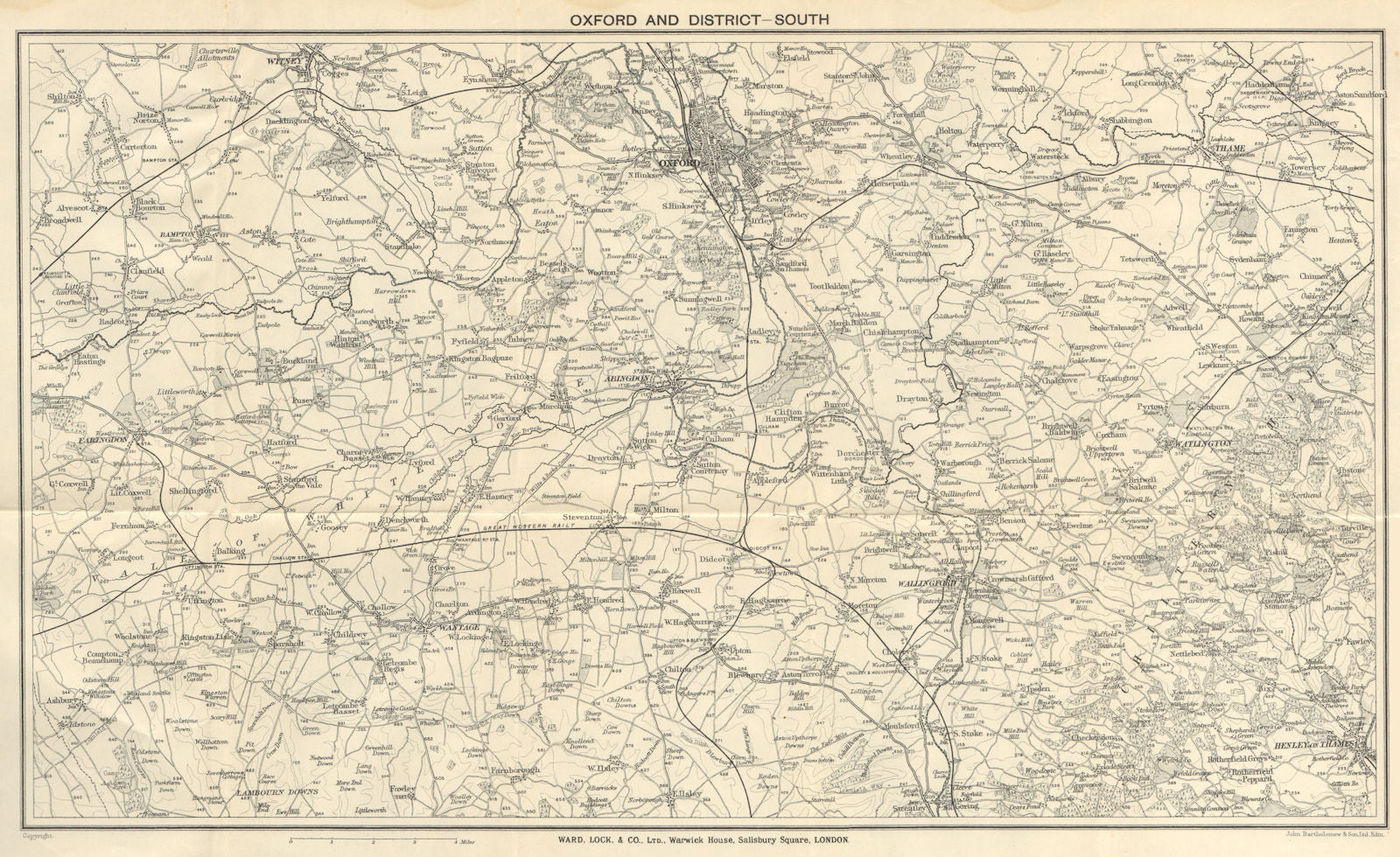 OXFORDSHIRE SOUTH Chilterns Thames Valley Abingdon Henley. WARD LOCK 1924 map